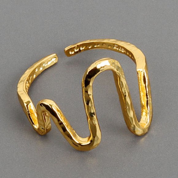 New!! Creative Electrocardiogram Open Gold Rings - Picture 2 of 6